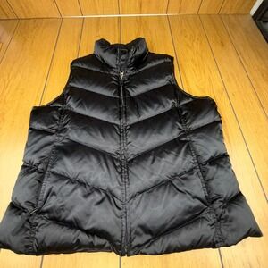 Eddie Bauer Down Puffer Vest Black Quilted Zipper Pockets Women's XL